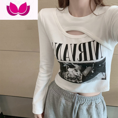七斓假长袖t恤女韩版修身显瘦内搭打底衫设计感炸街短款上衣