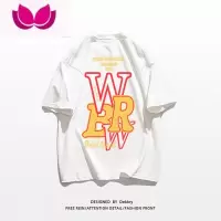 七斓hiphop高街国潮叠加字母印花夏季短袖T恤女宽松情侣上衣
