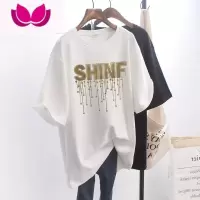 七斓夏季新款短袖t恤女宽松中长款韩版显瘦百搭白色ins半袖上衣潮