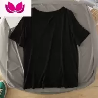 七斓薄款冰丝凉爽t恤女夏基础款百搭宽松显瘦纯色V领短袖打底衫上衣潮