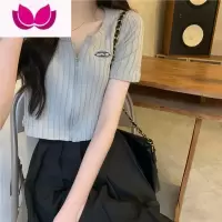 七斓黑色短款辣妹正肩短袖t恤女夏季设计感小众美式复古体恤法式上衣