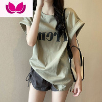 七斓宽松短袖t恤女2023年新款夏季薄款设计感小众港味chic复古上衣潮