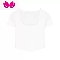 七斓白色短袖T恤女ins潮夏季辣妹韩版纯欲方领修身显瘦短款上衣打底衫