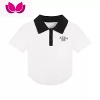 七斓美式polo领短袖T恤女夏季设计感复古辣妹修身显瘦短款上衣ins潮