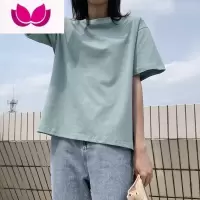 七斓港风简约纯色上衣T恤女夏潮新款韩版宽松大码体恤圆领基础款