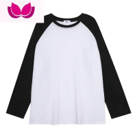 七斓长袖T恤女2023春季新款宽松设计感插肩袖圆领打底衫拼接上衣