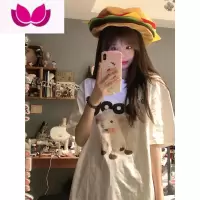 七斓小印花网红ins超火短袖t恤女小众设计感宽松半袖上衣夏