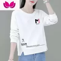 七斓100长袖t恤女韩版宽松2022秋季新款小个子短款上衣薄款打底衫