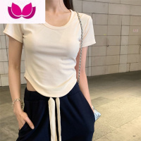 七斓夏装2023年新款法式甜辣风内搭白色正肩t恤女打底衫短袖短款上衣