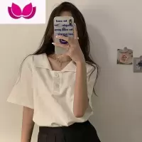七斓大码女装微胖夏季2023新款法式T恤短袖女宽松正肩polo衫胖mm上衣