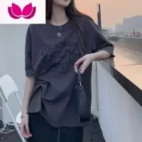 七斓美式街头复古t恤女早春内搭打底衫小众设计感短袖夏季上衣