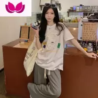 七斓夏季短袖大码女装印花小熊宽松韩版上衣胖妹妹百搭显瘦打底T恤女
