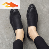 FISH BASKET冬季男士休闲皮鞋韩版青年潮流时尚商务黑色鞋子百搭英伦男鞋休闲鞋