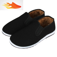 FISH BASKET老北京棉鞋男冬季保暖加绒黑布鞋 男款低帮方口加厚鞋 防滑爸爸鞋休闲鞋