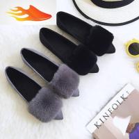 FISH BASKET秋冬新款女豆豆鞋兔耳朵毛毛平底鞋单鞋韩版潮开车休闲女鞋四季鞋