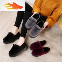 FISH BASKET秋冬季加绒毛毛鞋女韩版平底保暖豆豆鞋女鞋兔耳朵学生休闲鞋