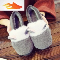 FISH BASKET秋冬季加绒豆豆鞋女韩版平底女鞋防滑赖人瓢鞋毛毛鞋保暖棉鞋学生休闲鞋