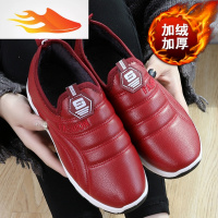 FISH BASKET女鞋妈妈鞋中老年PU防水皮靴软底防滑冬季加绒保暖棉靴休闲鞋