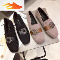 FISH BASKET卡917-11 冬季加绒毛毛鞋 百搭洋气金属扣饰低休闲鞋