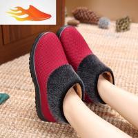 FISH BASKET2019冬季中老年棉布鞋加绒平底女鞋软底防滑妈妈鞋保暖工作鞋休闲鞋