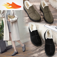 FISH BASKET女鞋2019平底外穿一脚蹬懒鞋韩版百搭学生冬季加绒豆豆棉鞋休闲鞋