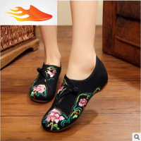 FISH BASKET春秋冬季连理枝牛筋底绣花帆布鞋北京中老年人民族风广场鞋软休闲鞋