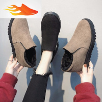 FISH BASKET2019新款秋冬内增高女鞋显瘦学生厚底靴子短靴加绒一脚休闲鞋