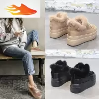 FISH BASKET松糕鞋女厚底2019新款红毛毛鞋女外穿冬季女鞋子加绒休闲鞋