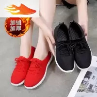 FISH BASKET加绒老北京布鞋女单鞋软底防滑豆豆底女鞋小黑小红鞋平底平跟布鞋