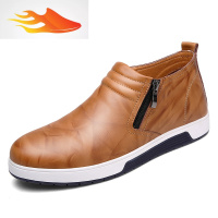 FISH BASKET2019新款秋冬季男式高帮加绒棉鞋加棉保暖套脚学生高帮板鞋男鞋子