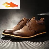 FISH BASKET男鞋秋冬季工装鞋低帮英伦风棉鞋休闲厚底大头皮鞋搭配牛仔裤休闲鞋