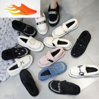 FISH BASKET欧洲站秋冬季新款羔毛毛鞋女厚底松糕加绒棉瓢鞋乐福鞋松糕女鞋休闲鞋