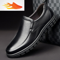 FISH BASKET中老年软面皮鞋男冬天爸爸鞋黑色软底爷爷男鞋子40-50-60岁70休闲鞋