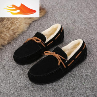 FISH BASKET小码女鞋33秋冬34码乐福鞋保暖平底休闲雪地棉鞋加绒豆豆鞋月子鞋休闲鞋