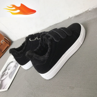 FISH BASKET冬季女鞋子新款潮百搭土高中学生棉鞋女装2019冬款少女加绒平板鞋休闲鞋