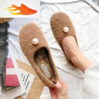 FISH BASKET单鞋毛毛鞋可爱复古奶奶鞋女鞋2019秋冬季新款韩版浅口加绒棉瓢鞋