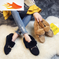 FISH BASKET加绒毛毛鞋豆豆鞋女冬外穿雪地靴女2019新款棉瓢鞋大妈女鞋休闲鞋