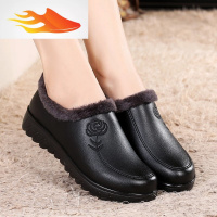 FISH BASKET冬季中老年妈妈鞋加绒保暖舒适棉鞋女软底短靴平底老人鞋防滑女鞋休闲鞋