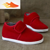 FISH BASKET大红色冬季魔术贴孕妇月子妈妈鞋上课晚自修保暖女鞋加休闲鞋