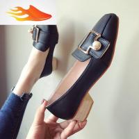 FISH BASKET单鞋女冬2019新款英伦ins小皮鞋女潮秋季百搭粗跟学生低中跟女鞋