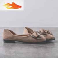 FISH BASKET春款平底单鞋女2019新款春季女鞋百搭淑女鞋浅口红仙女晚晚飘鞋