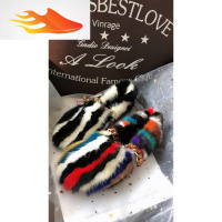 FISH BASKET欧洲站秋冬貂毛棉瓢鞋韩版平底毛毛鞋懒人加绒船鞋浅口水钻链女鞋休闲鞋