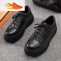 FISH BASKET欧洲站2019春秋季新款女鞋英伦风马毛系带单鞋百搭厚底松糕鞋
