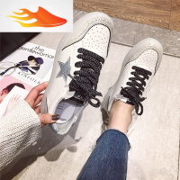 FISH BASKET2019新款系带时尚荧光五角星透气软底厚底百搭休闲鞋小白鞋女鞋