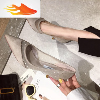 FISH BASKET名媛气质高跟鞋性感细跟女鞋镂空纱甜美小圆点尖头细跟单鞋春款