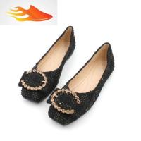 FISH BASKET2019年新款大码女鞋春款欧洲站红色方头红晚晚鞋平底仙女单鞋41