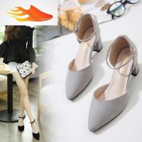 FISH BASKET2019春季新款女鞋韩版百搭春鞋春款单鞋女中跟粗跟高跟鞋女中空