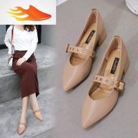 FISH BASKET2019春季新款玛丽珍尖头浅口温柔仙女风百搭低跟春款平底女鞋单鞋