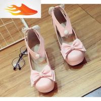 FISH BASKET日系甜美独角仙高跟鞋cos女鞋圆头蝴蝶结单鞋lolita鞋漫展学生鞋