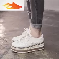 FISH BASKET松糕鞋女2019春季新款厚底小白鞋英伦风学院平底百搭系带单鞋女鞋